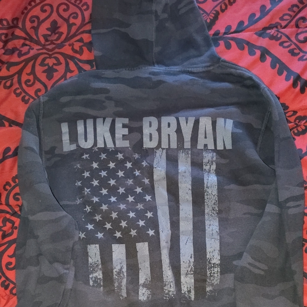 Camouflage Hoodie with Flag and Text